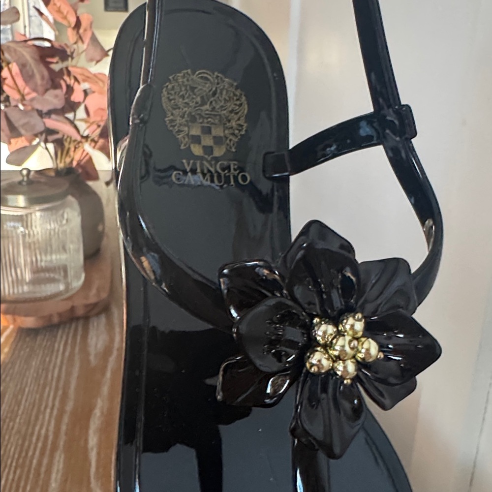 Vince Camuto Patent Leather Black Sandals - Picture 3 of 4